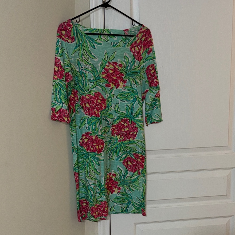 Lilly Pulitzer Vibrant Green and Pink Long Sleeve Dress